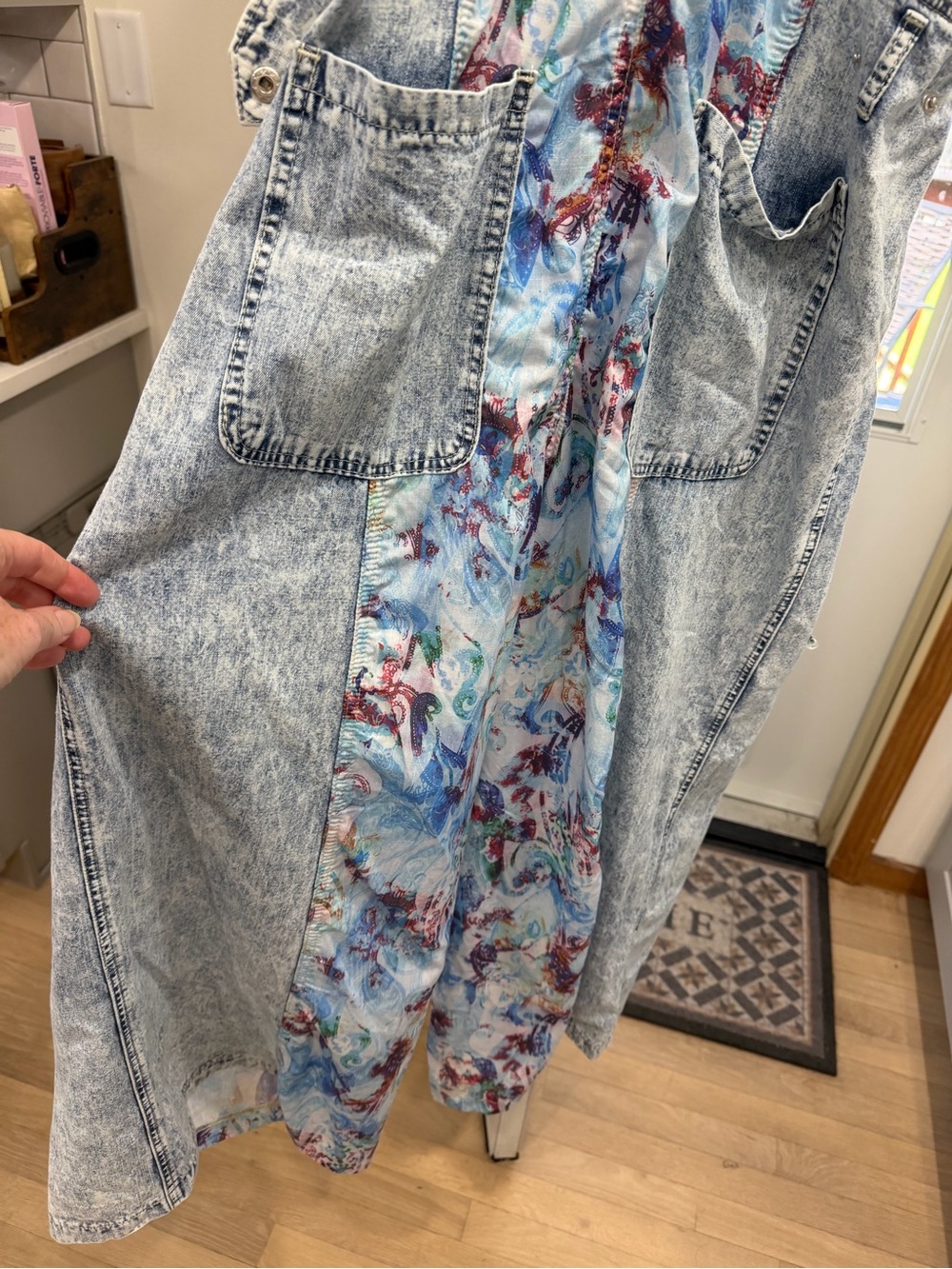 POL Denim Patchwork Wide-Leg Overalls in Light Blue - Picture 6 of 6